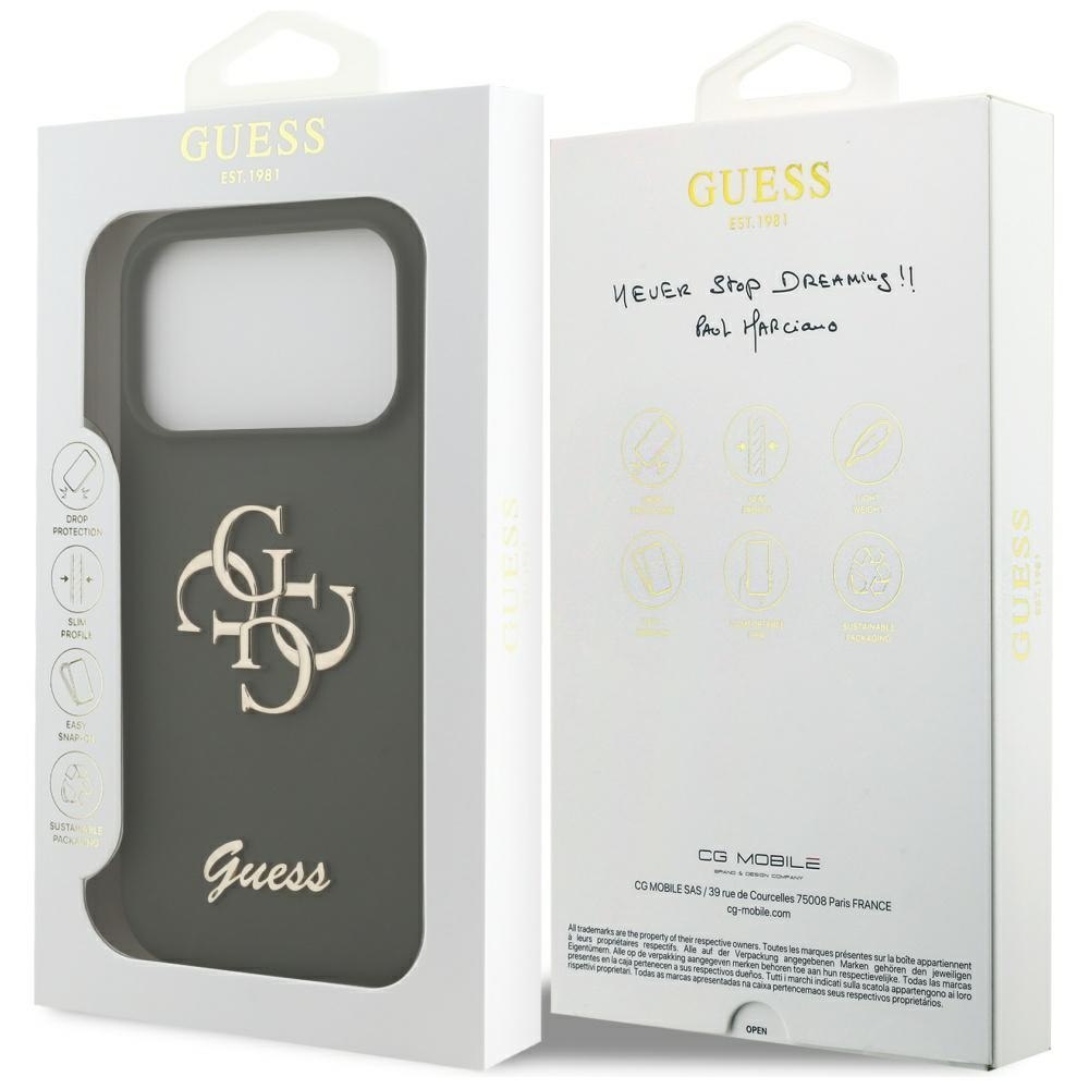 Etui Guess Silicone Big 4G Script do iPhone 17 Pro Max khaki